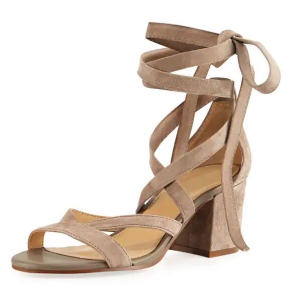 Sam Edelman Sheri Taupe Suede Ankle Wrap Sandals 7.5 - Picture 1 of 8